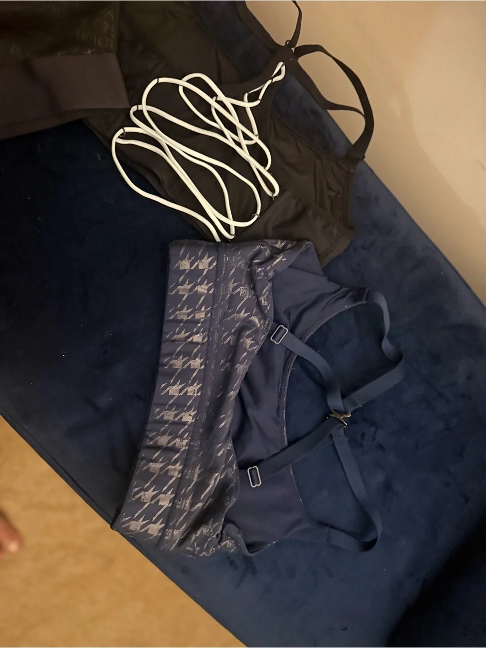 Savage X Fenty Black & Navy Patterned Sports Bras Duo